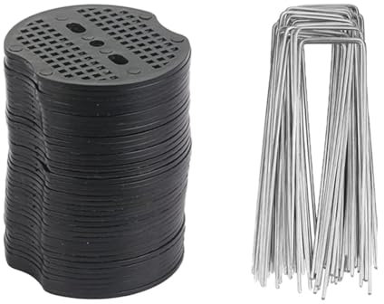RUEHALF 40 unidades/paquete de clavijas de jardín de metal plateado en forma de U, grapas for jardín, clavos for suelo, clavijas fijas, herramientas de fijación for jardinería, clavijas de película(40