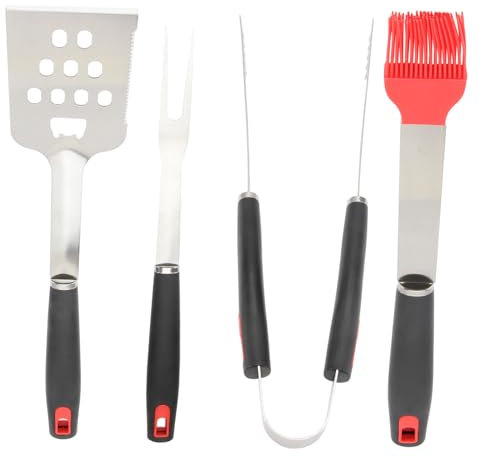 4-teiliges Grillbesteck-Set Aus Robustem Edelstahl Grillzubehör Für Draußen Grillspatel Zange Und Pinsel