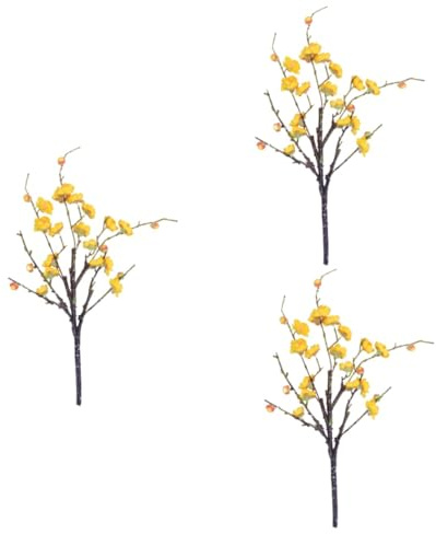 MAGICLULU 3 Piezas Ramo de Novia Ciruela decoración Falso Interior Flor de Ciruelo Ramo Artificial Ramos de Novia Flores de Ciruelo Artificiales Flor Artificial Flores Falsas Amarillo