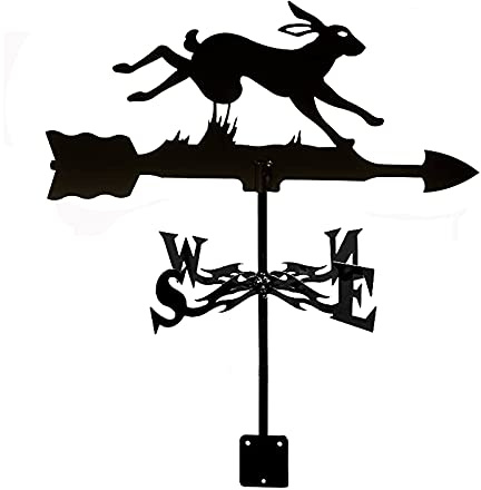CLRAWSHB Wetterfahne, Jäger, Hund, Fuchs, Eichhörnchen, Wetterhahn, Edelstahl, Wetterfahne, Richtungsanzeiger für die Außendach-Gartenmontage, Hofdekoration