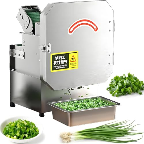 TozMvi Commercial Automatic Scallion Chopper 200W 150kg/h, 70mm Feed Port, Slices, Dices, Circles, Electric Vegetable Slicer,Spring Onion Chopper,Green Onion Cutter,380 * 270 * 260mm