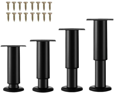 XHMAXE Adjustable Furniture Legs 4 Pack 8-12 cm Black Metal