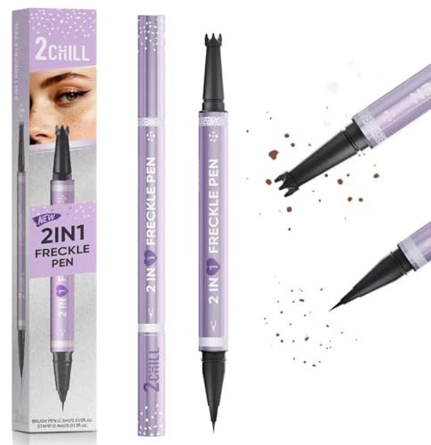 2CHILL Wasserdichter 2 in 1 Freckles Pen, Langanhaltender Sommersprossen Stift, Freckle Stamp mit Zwei Spitzen und Augenbrauenstift, Einfaches, Natürliches Make-Up für Alle Hauttypen (03 Dunkelbraun)