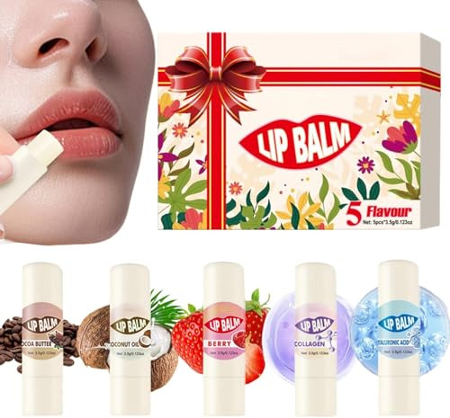 Juego de Bálsamo para Labios | 5 Piezas Crema Voluminizadora y Nutritiva | Hidratante Para El Cuidado De Los Labios - para Brillo Hidratación Belleza Cuidado de la Piel Protección Día y Noche Viaje