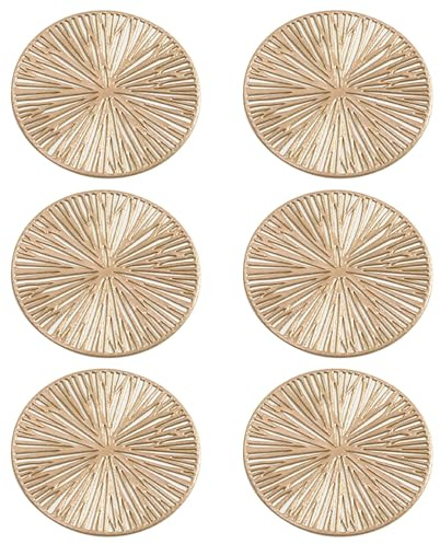 SYEYCW 6 Pièces Dessous de Verre Antidérapants, Réutilisables Dessous de Verre Doré, pour Boissons Chaudes et Froides, 10cm Sets de Table Ronds en PVC, pour Cuisine, Salon, Bureau, Café, Bar