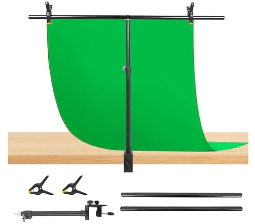 Justerbart skrivbords-T-format ryggstativ med bakgrundsduk lämplig för små delar kamera fotografering (med grön)