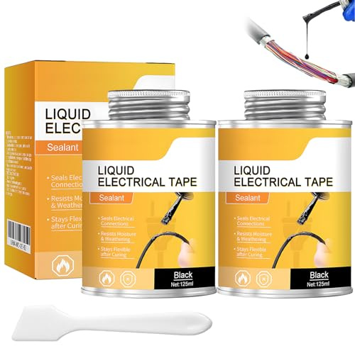 KEORHEZ 2 Unidades Cinta Aislante Liquida,Impermeable Adhesivo Aislante Líquido,Caucho Líquido Negro,Secado Rápido,Apto Para Todo Tipo De Cables Y Aparatos Eléctricos,Con Rascador