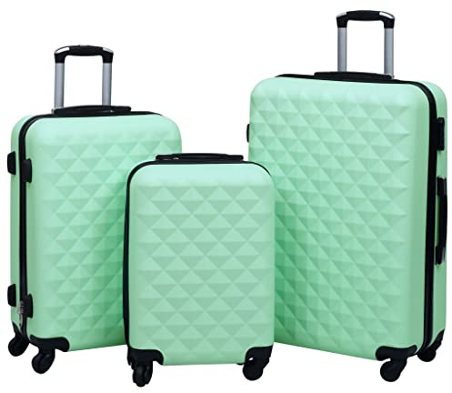 Ziaphsol Juego de 3 carros rígidos de plástico ABS verde menta, maleta de viaje con candado, ruedas de 360 grados, correas tensoras, equipaje de mano para vacaciones, viajes de negocios y ahorro de