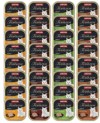 animonda Vom Feinsten Adult Vielfalt (32 x 100 g), Nassfutter für ausgewachsene Katzen, Katzenfutter ohne Getreide und Zucker, mit 100 % frischen, fleischlichen Zutaten