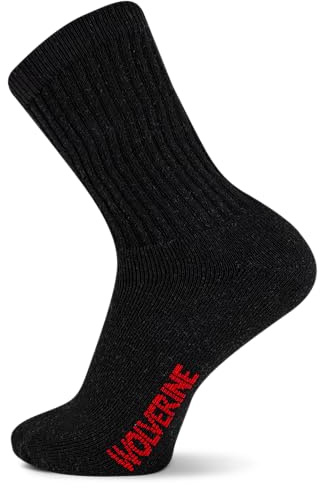 Wolverine Mens 4 Pack Rib Stay Up Top Band Socks Boot Crew, Black, 7-12 US