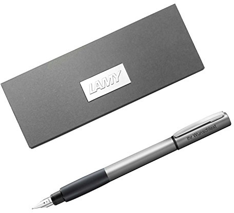 Lamy Füllhalter accent Al KK Modell 096, Feder B, inkl. Gravur, Farbe Aluminium/Schwarz