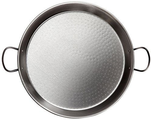 La Valenciana - Padella Professionale per Paella, Extra-Spessa, Finitura Lucida, Nero, 46 cm