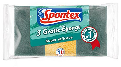 Spontex - Super Effective Sponge Scraper - 9 Green Scouring Sponges - 3 Packs of 3 Sponges