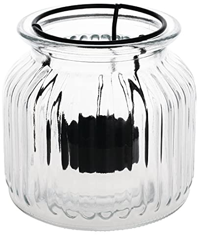 Olympia Lantern Style Ribbed Glass Tealight Holder 105x115mm, Clear | Removable metal frame allows easy cleaning; disperses flame flicker evenly to create an intimate mood for guests.