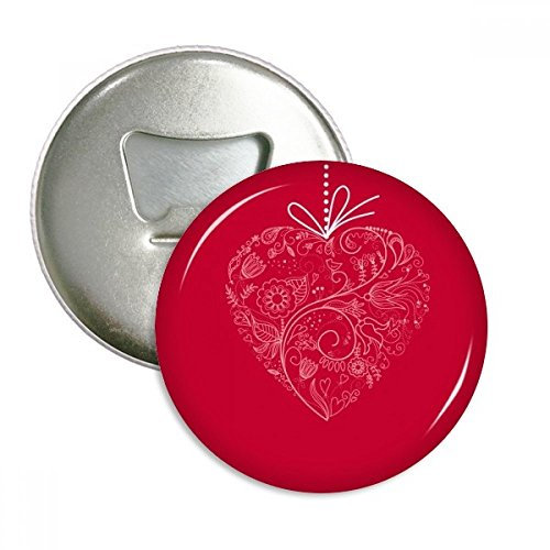 Heart Shaped Flowers Vines Valentine's Day Round Bottle Opener Refrigerator Magnet Pins Badge Button Gift 3pcs