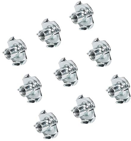 Gedotec Lot de 25 écrous à visser en métal avec 4 pointes de frappe - Filetage intérieur M8 x 9,8 mm - En acier galvanisé