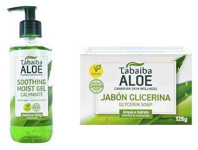 Pack Tabaibaloe Gel Aloe + Jabón manos Hidragel Gel Hidratante con Aloe Vera 300 ml y Jabón de Glicerina con Aloe Vera 125 gr Tabaibaloe