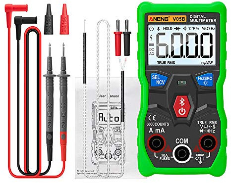 /G V05B Multimetro Digitale Bluetooth 6000 Conti Multimetro Analogico Professionale Corrente AC/DC Mini Tester di Tensione Multimetro True RMS - Verde