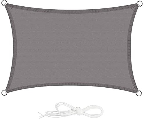 ERPENG Sonnensegel Sonnenschutz 3x5.5m 95% UV Schutz wetterfest Balkonverkleidung mit Seilen und Befestigungs Kit Hochwertigem Polyester für Balkon Garten Markise Zaun, Hellgrau