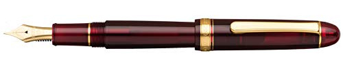 PLATINUM Japanischer Füllfederhalter #3776 Century Gold Trim Bourgogne SF/Rot/ 0,30-036 mm/Handgefertigt/Feder aus 14-Karätigem Gold/mit Geschenkbox/Füllhalter, PNB15000-71SF, Red