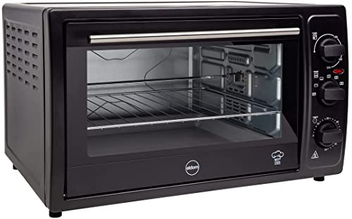 eldom PR300 Rast Four électrique, avec plaque de cuisson, grille et tournebroche, four à pain avec fonction chaleur tournante, petit mini four pour petits pains, pizzas, grillades et gâteaux - Noir