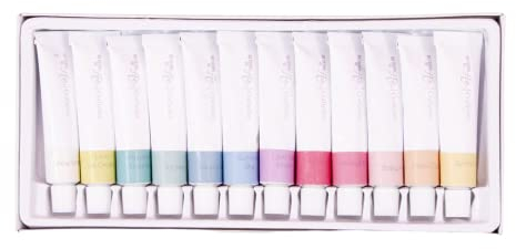 Craftelier - Lot de 12 tubes de peinture acrylique de couleurs pastel imbriquables | Résistants à l'eau après séchage | Surfaces en bois, toile, papier, cuir et tissu | Quantité 12 ml
