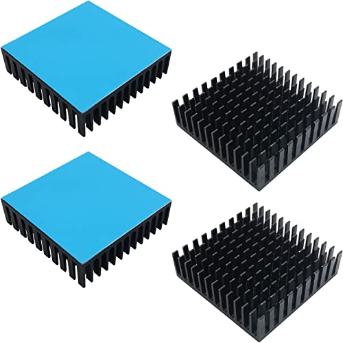 CTRICALVER 4 PCS Heatsink Kit,40mm x 40mm x 11mm Aluminum Heatsink Cooling Fin Black, With Blue Thermal Conductive Adhesive Tape