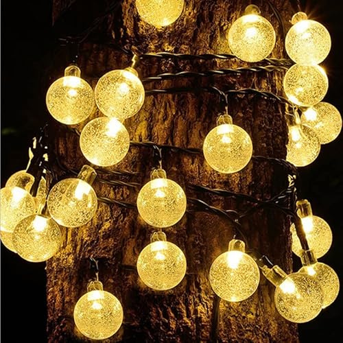 D Diva Group 50 LED 16Ft/5M Solar String Lights, Solar Powered Waterproof Garden Crystal Ball Decorative Lights Indoor Outdoor for Garden, Patio, Yard, Christmas Tree, Fairy Lights (Warm White)
