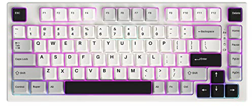 YUNZII YZ75 Clavier RGB Mécanique sans Fil, 75% BT5.0/2.4 G/USB-C Tri-Mode Clavier Gamer Mécanique NKRO, Hot-Swappable PBT Dye Sub, Clavier Mécanique pour Linux/Win/Mac(White, Gateron G Pro Red)