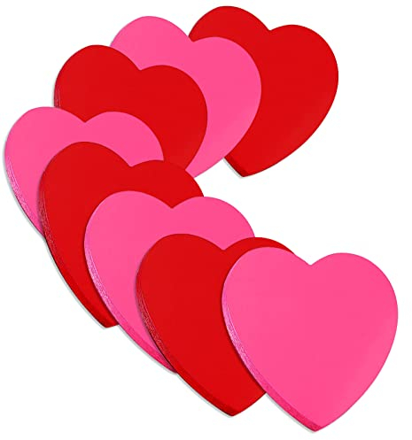 Farbige Haftnotizen, 560 Blatt Kardioid Selbstklebende Haftnotizzettel, Farbig Notizblöck Super Sticky Notes für Büro Schule Zuhause 70 x 70 mm Hellrot Rosa
