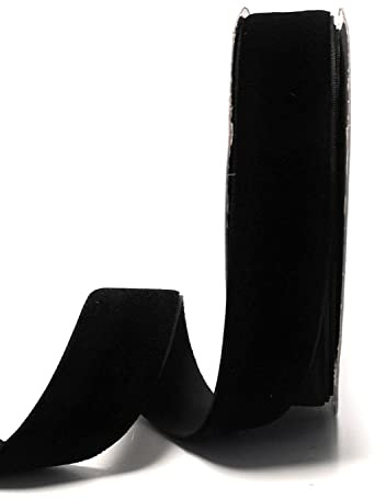 s.dekoda Dekoband Samt 10m x 25mm Schwarz Samtband Samtborte Schleifenband [D1244-113]