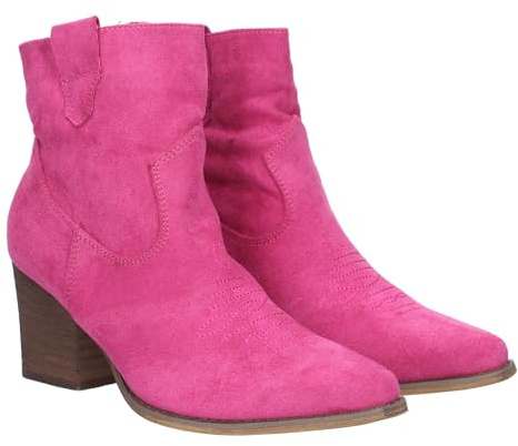shoes&blues.es Botin Mujer con Cierre de Cremallera Tacon Cuadrado y Estampado Liso. Bordado en Empeine y Tirador. Temporada Otono Invierno 2023