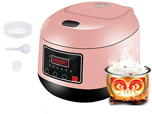 Rice Cooker,3L Electric Rice Cooker with Steam & Rinse Basket, Portable Mini Rice Cooker, Nonstick, 15 Minutes Fast Cooking, Re-Heating, Keep Warm, for 2-4 People,Pink