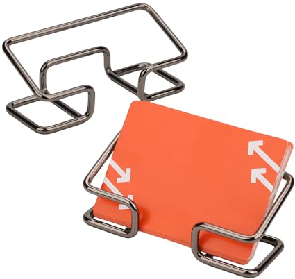 NQEUEPN 2 Stück Visitenkartenhalter für Schreibtisch, Schwarz Metall Visitenkartenständer Ständer Visitenkarten Display für Büro und Zuhause Ausstellung Passend für 50 Visitenkarten