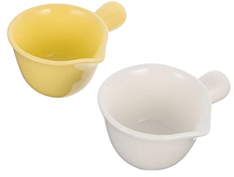 BESTonZON 2stücke Keramik Sauce Schalen Mit Langem Griff Für Soßen Gewürze Und Snacks Geeignet Für Zuhause Restaurant Und Picknick