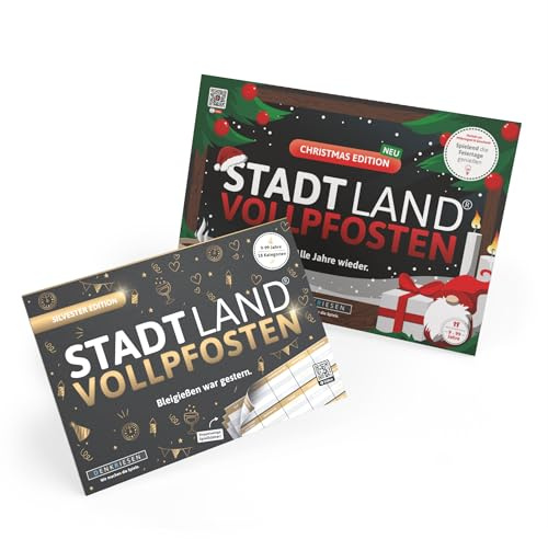 DENKRIESEN Spar Set Eve | SLV Christmas & Silvester Spielblock | Zwei saisonale Spielblöcke und Familienspiele für Weihnachten, Silvester und gemeinsame Spielrunden.