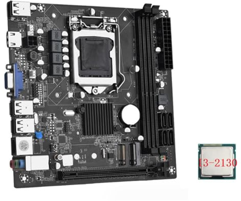 Graootoly ITX H61 Desktop Motherboard + I3-2130 CPU LGA 1155 Nero PCB Desktop Board Kit Supporto fino a 16GB DDR3 1600MHz RAM Slot Scheda di Rete 100M
