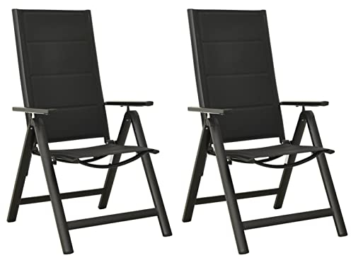 ARKEM Klappbare Gartenstühle 2 STK. Textilene und Aluminium Schwarz TerrassenstüHle Gartenstuhl Klappbar