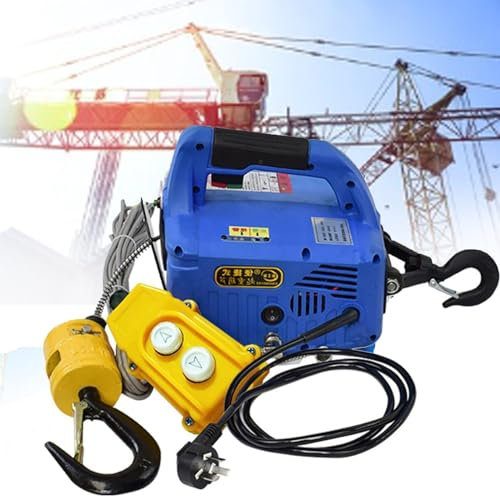 ZUMAHA Grue De Levage éLectrique 1500 W, Palan éLectrique 200 Kg/300 Kg/500 Kg, avec TéLéCommande sans Fil, MéThodes De ContrôLe 3 en 1, Hauteur De Levage De 7,6 M,Blue-200kg