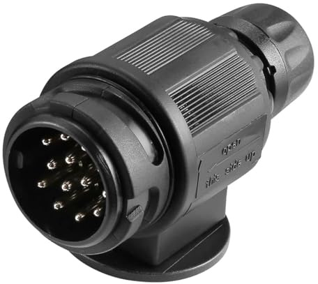 ETUKER Prise remorque 13 Broches Etanche,12V Prise attelage 13 pin Connecteur Prise de Remorque Male pour Porte-vélos,Caravane,fiche remorque Male,Norme ISO 11446