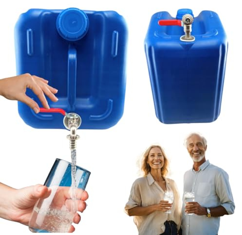 Wasserkanister 20l aus Kunststoff, Wasserbehälter mit Hahn, Trinkwasserkanister Kanister Behälter Wassertank, Kunststoffkanister, für Haus-, Garten-, Auto- und Camping usw, dichten Verschluss