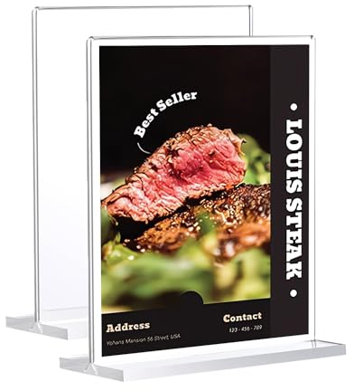 IheDovb 2 Stück Acryl Aufsteller A4, Transparenter T-Form Tischaufsteller A4 Displayständer für Preisschilder Poster Menükarte