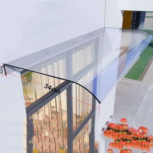 DSWZLQDXB Toit Marquise Polycarbonate Invisible Auvent de Porte d'entrée Protection Contre Pluie Neige UV Soleil pour Maison,Toit Abri Terrasse Patio Silencieux d'avant-Toit (40 x 180 cm,Frosted)