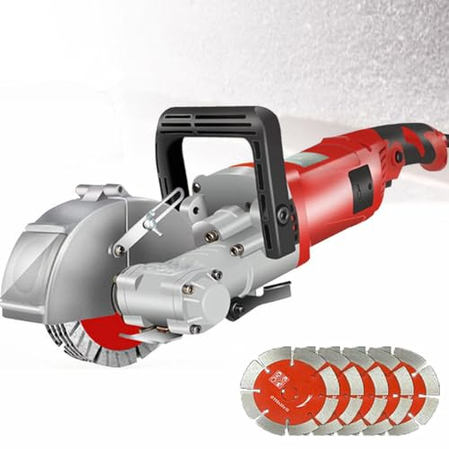 4000W Electric Wall Chaser with 5 Saw Blades, 7500RPM Brick Concrete Dust-Free Slotting Machine, Wall Groove Cutting Machine with Water Pump, Adjustable Cutting Depth & Widt,Green