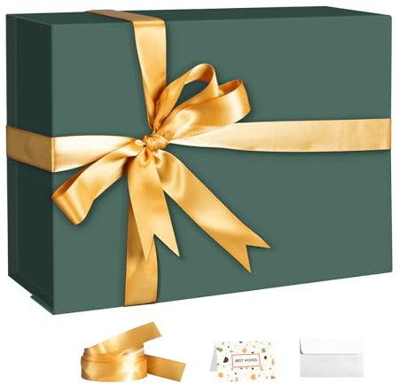 CHARMGIFTBOX Geschenkboxen mit Deckel, 27,9 x 20,3 x 10,2 cm, faltbare Geschenkboxen mit Magnetverschluss für Geschenke, Brautjungfernantragsbox enthält Geschenkkartenband