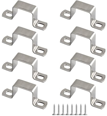 (8 Pieces) 40x40mm U-Shaped Hose Holder Square Support 304 Stainless Steel Tube Brackets Come with Stainless Steel Self Tapping Screws