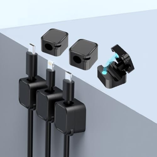 Luonaa 6PCS Magnetic Cable Organiser, Multi-Purpose Cable Management Organiser, Self-adhesive Cable Clips for Office, Desk, Car, Mouse Cable,USB Charging Cable