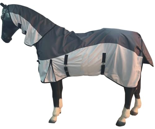 eQuitack Your Passion Is Our Mission Regendecke Fliegendecke 600D Wasserdicht BLAU & GRAU 2-in-1 Grau - 135cm