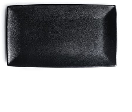 BGFYUSF Essteller-Sets für die Küche, Serviertablett, rechteckiger Essteller aus Keramik, großer schwarzer Fischteller, Essteller aus Porzellan für Zuhause, Flache Keramikteller，Black