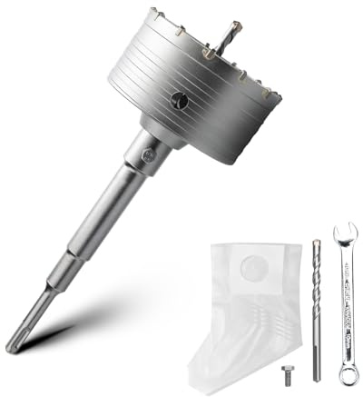 Set de corona de 105 mm con adaptador SDS plus de 220 mm y broca centellante de 8x110 mm, corona de taladro para enchufe para mampostería y hormigón